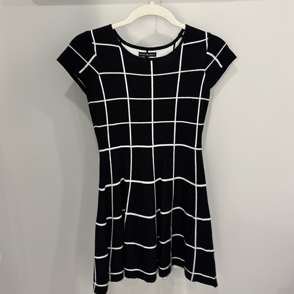 Girls large black and white sweater dress